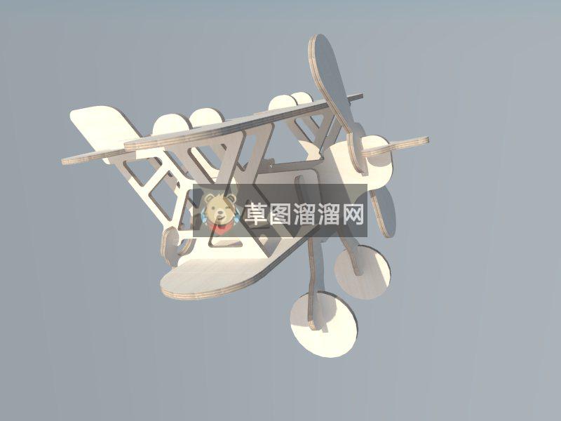 儿童玩具木飞机SU模型