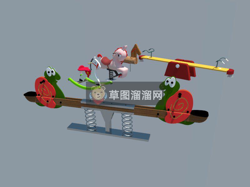 儿童跷跷板木马SU模型