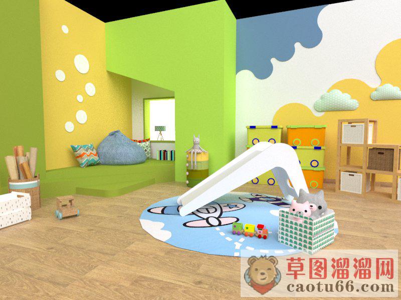 儿童房滑滑梯玩具SU模型