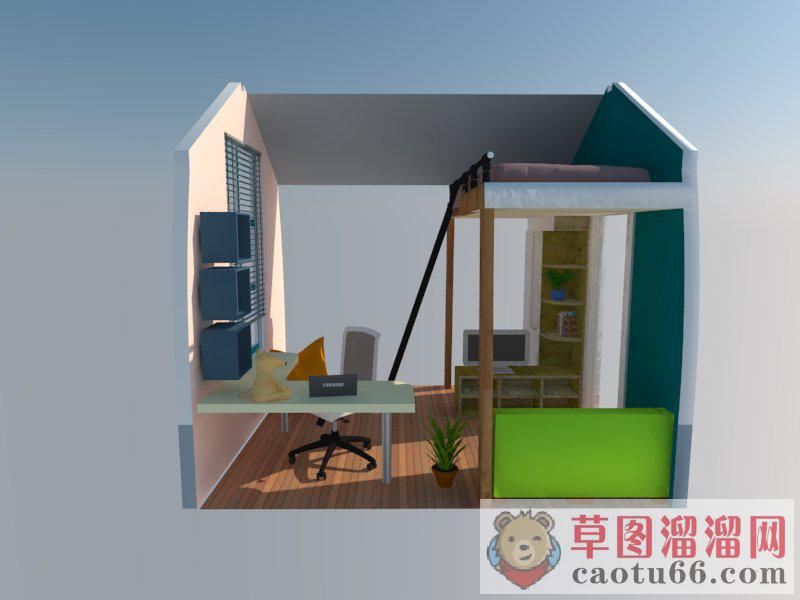 儿童房间高低铺SU模型
