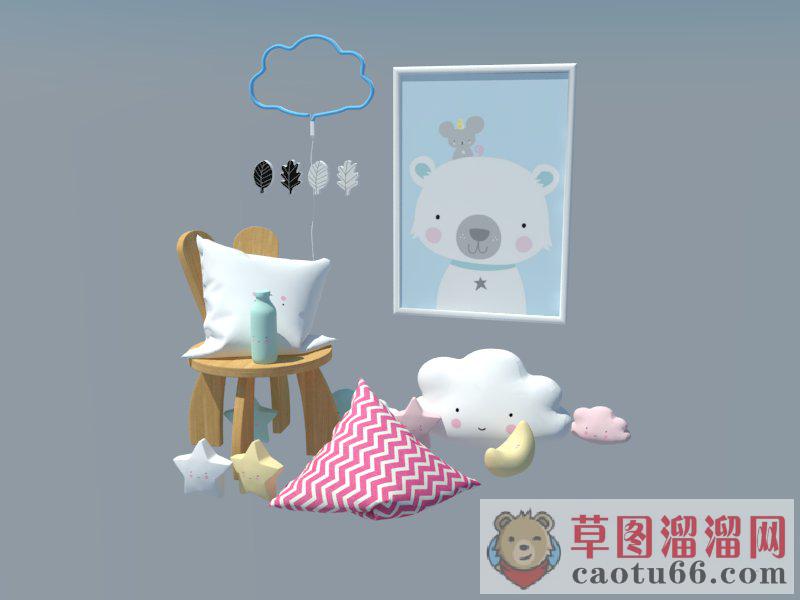 儿童装饰品云朵SU模型