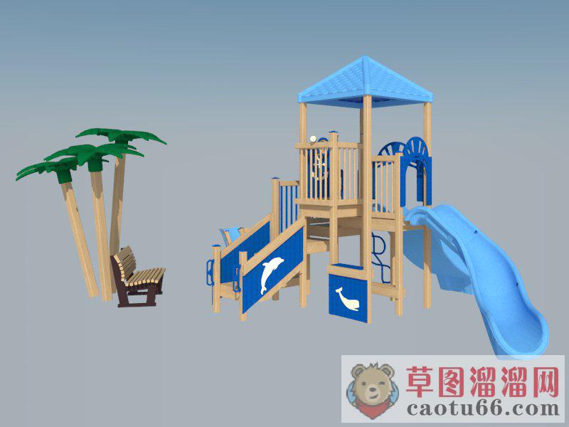 儿童游乐设施滑滑梯SU模型