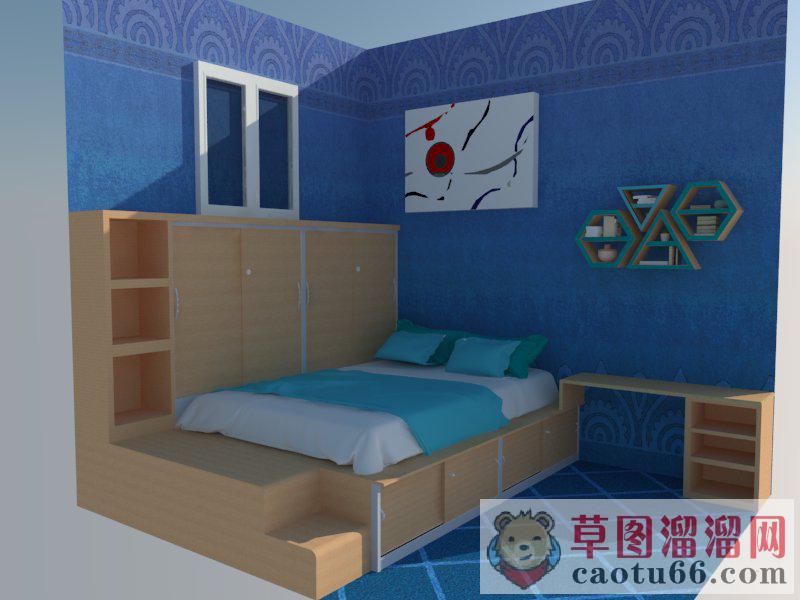 儿童房间床铺SU模型