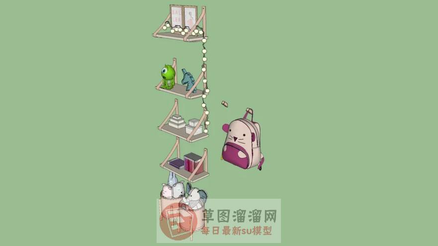 儿童玩具墙饰架SU模型