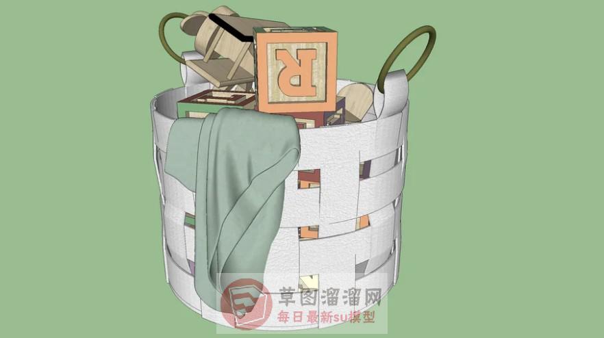 箩筐积木玩具SU模型