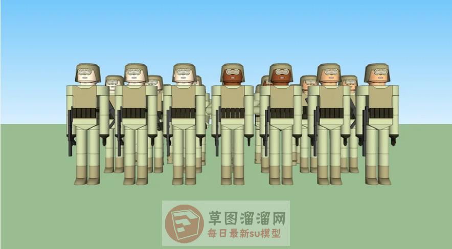 美国大兵乐高积木SU模型