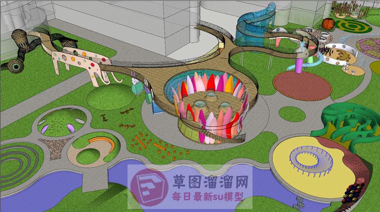 儿童游乐区幼儿园景观小品SU模型