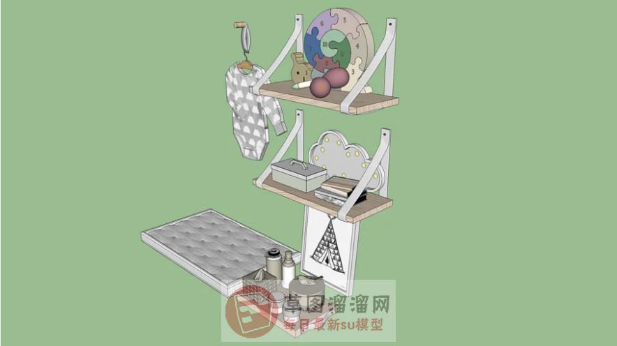 儿童置物架装饰品SU模型