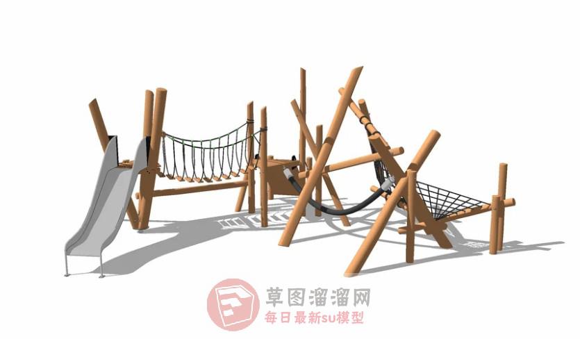 儿童游乐设施滑滑梯攀爬网SU模型