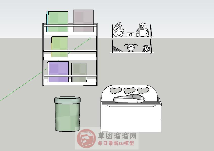 儿童玩具架摆件SU模型