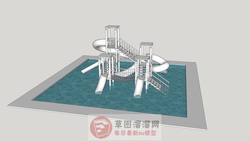 水上滑梯儿童游乐设施SU模型