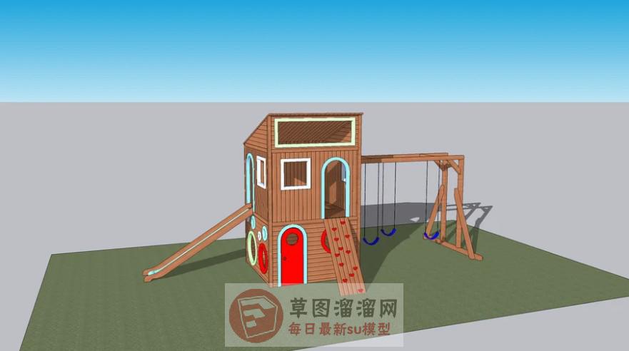 儿童滑滑梯秋千椅SU模型