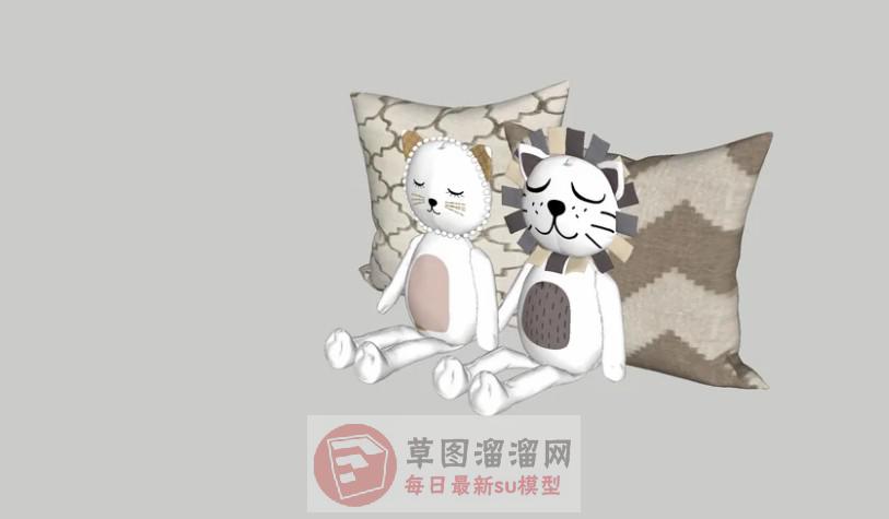 儿童布娃娃靠枕SU模型