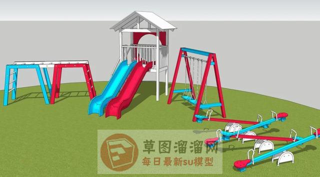 儿童游乐滑梯跷跷板SU模型