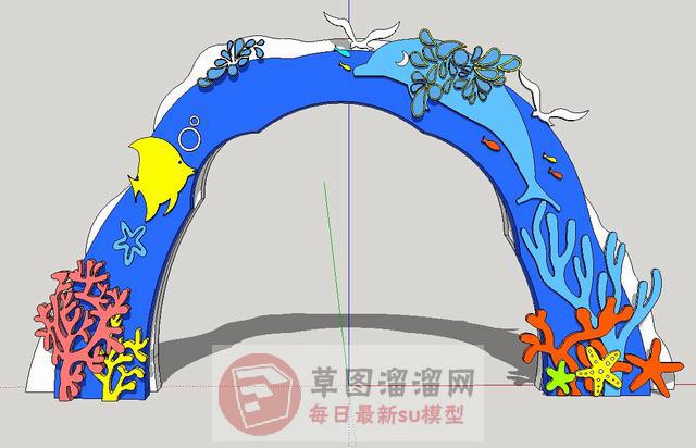 海洋主题大门SU模型