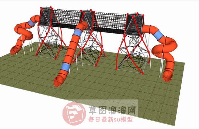 攀爬网滑滑梯儿童游乐SU模型
