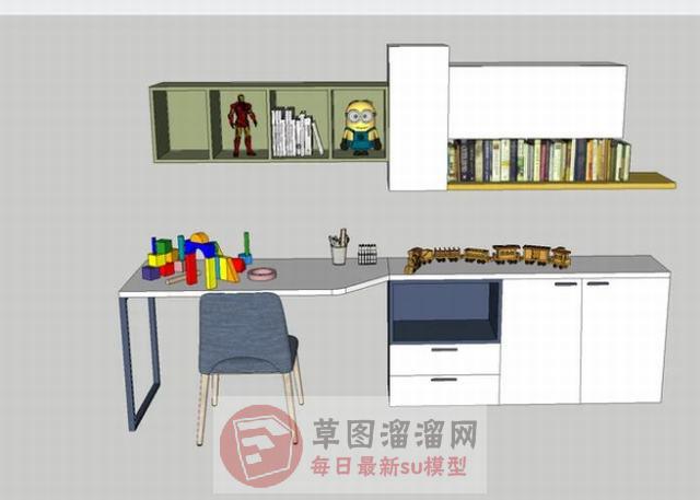 儿童书桌玩具SU模型