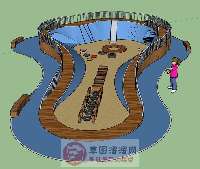 儿童游乐设施轮胎SU模型
