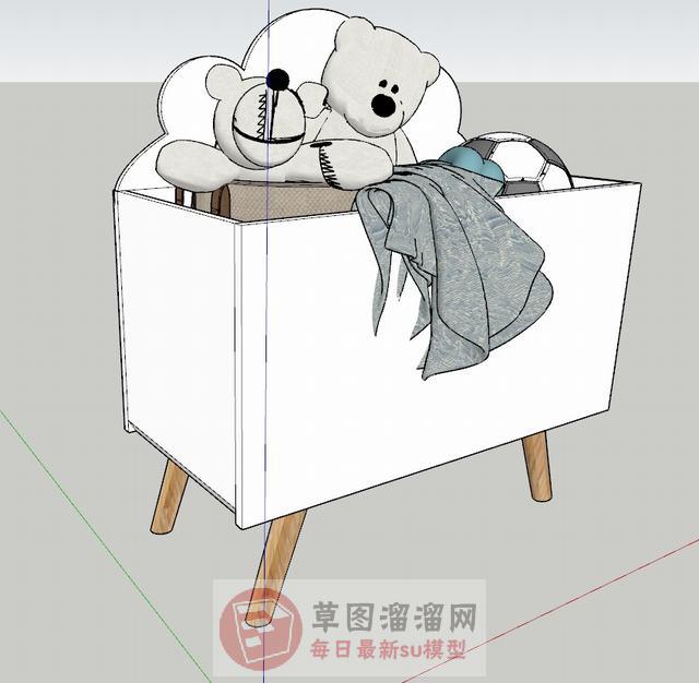 玩具箱玩具熊布娃娃SU模型