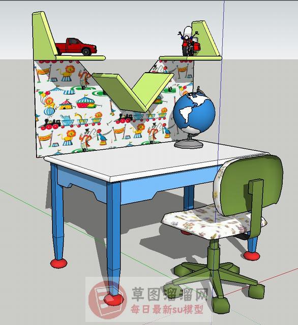儿童书桌地球仪SU模型