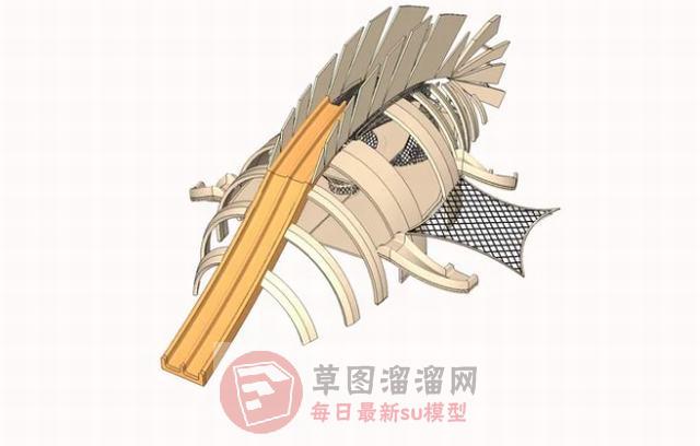 鱼造型滑滑梯儿童SU模型