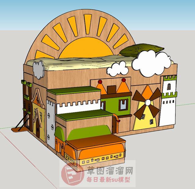 云朵儿童床铺SU模型