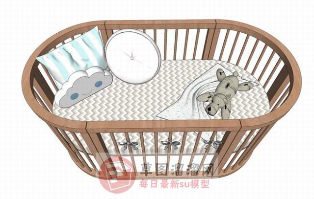 婴儿床床铺玩具SU模型