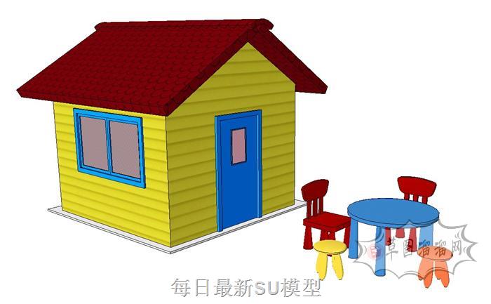 儿童木屋桌凳SU模型