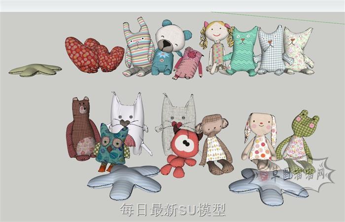 布娃娃玩具集合SU模型