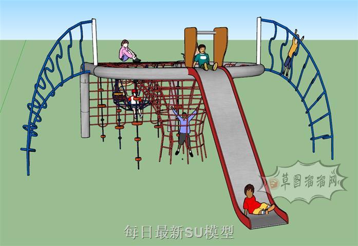 儿童攀爬网滑滑梯SU模型