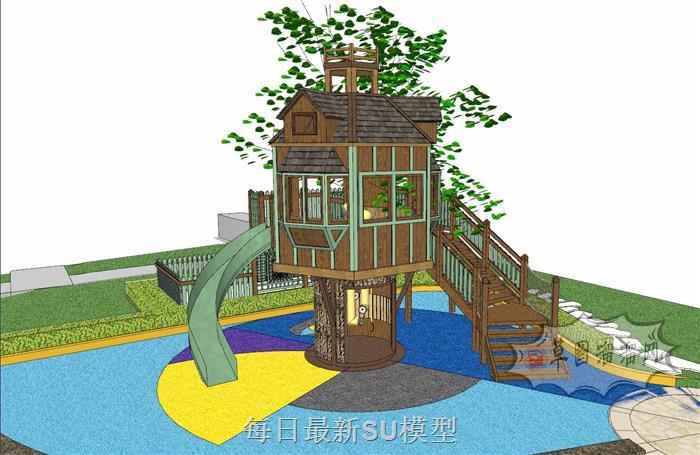滑滑梯儿童游乐设施SU模型