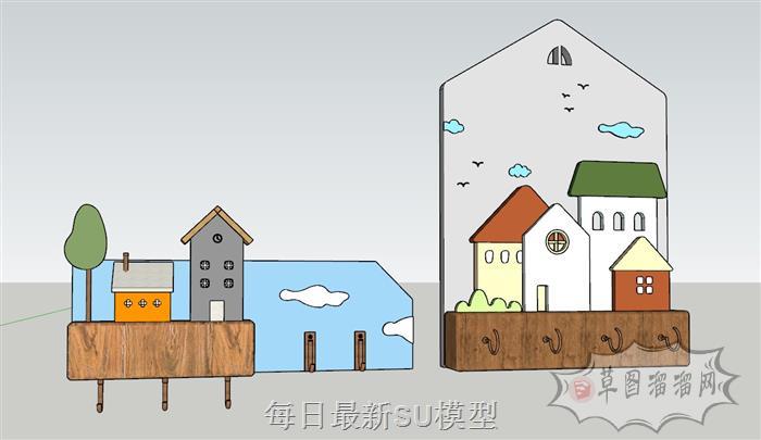 儿童衣钩衣架SU模型