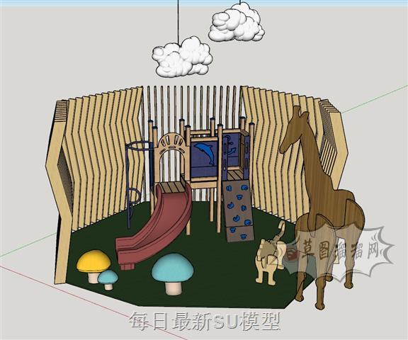 儿童游乐区滑滑梯SU模型
