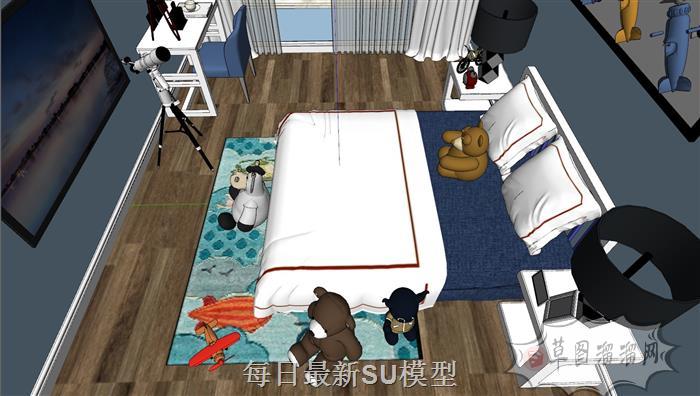 儿童房男孩房卧室SU模型