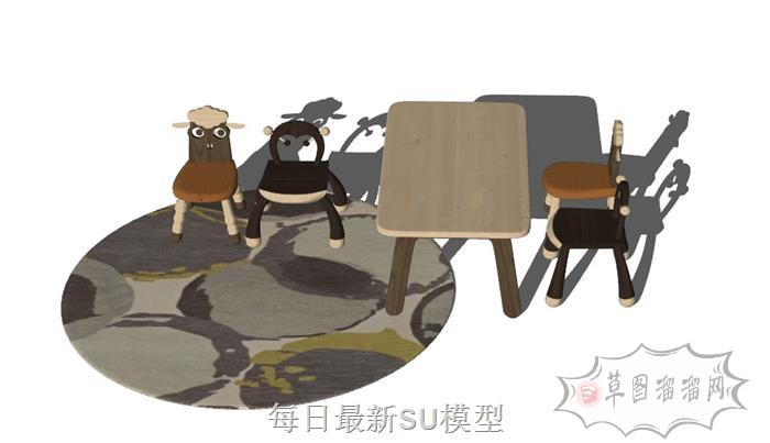 儿童桌椅儿童SU模型