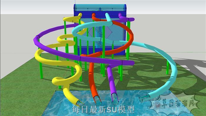 儿童滑道泳池SU模型