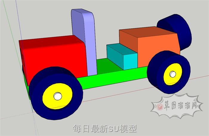 儿童积木车玩具SU模型
