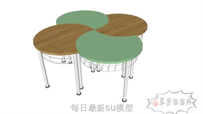 花瓣儿童桌子SU模型