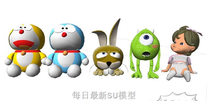 哆啦A梦玩具娃娃SU模型