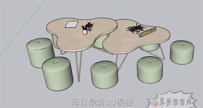 儿童桌玩具桌SU模型