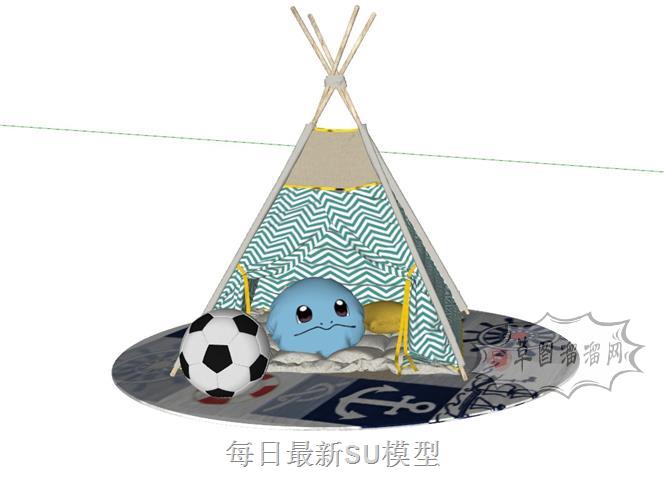 儿童帐篷足球SU模型