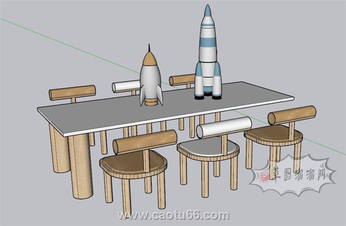 儿童桌椅玩具桌幼儿园SU模型