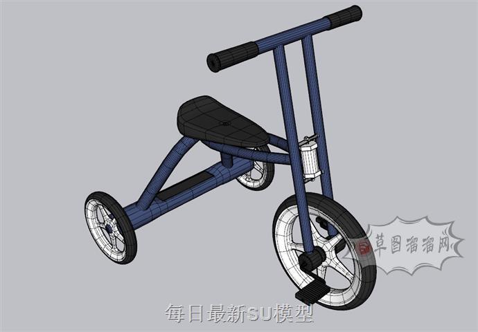 儿童三轮车玩具车SU模型