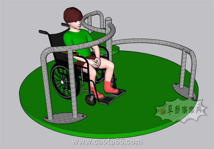 儿童游乐轮椅小男孩SU模型