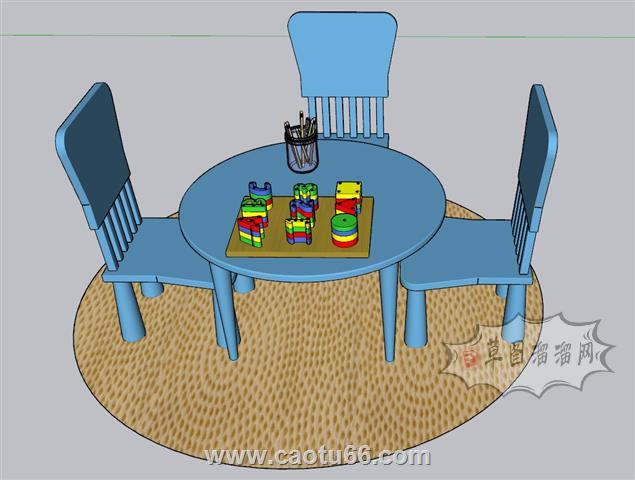 儿童玩具桌椅积木SU模型