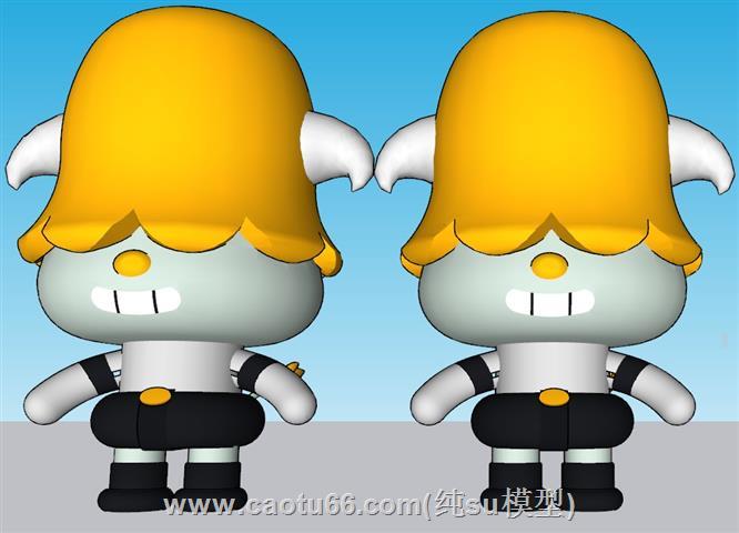 小牛公仔摆件SU模型