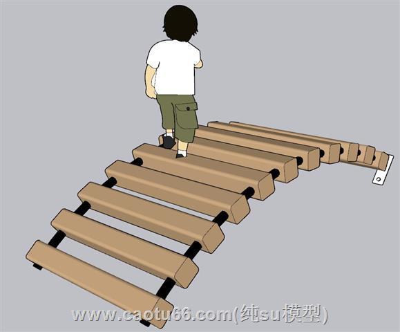 弧形木桥小桥SU模型