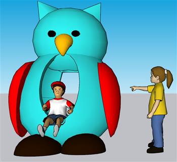 猫头鹰儿童游乐设施SU模型 免费sketchup模型下载