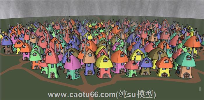 儿童蘑菇房SU模型