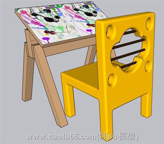 儿童绘画桌画板SU模型